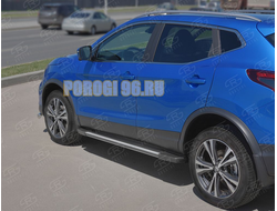 Пороги алюминиевые "Элеганс" РусСталь для Nissan Qashqai 2019-