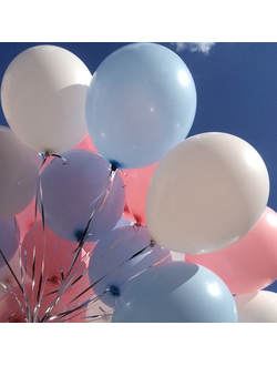 15 Гелиевых Шаров "Белые/Голубые/Розовые"