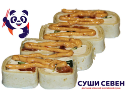 Лосось,сливочный сыр,помидор,огурец,спайси соус,лук зеленый.  230 гр.