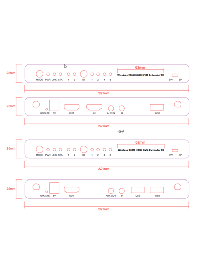DE/VK-W200 беспроводной HDMI удлинитель  для HDMI 1080p (до 200 м.)