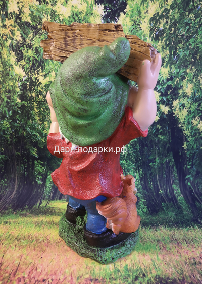 Гном с белкой и табличкой WELCOM 42*25см  1,9кг   полистоун Россия  2598/016794*