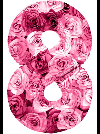 Фольгированный шар цифра 8 Весенние цветы на 8 марта