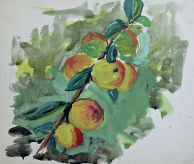 "Берёза" бумага акварель Попенков Я.И. 1980-е годы