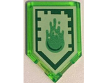Tile, Modified 2 x 3 Pentagonal with Nexo Power Shield Pattern - Slime Blast, Trans-Bright Green (22385pb034 / 6132662)