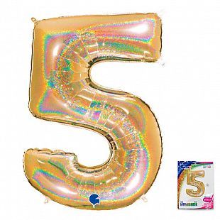 Цифра "5" Золото голография в упаковке / Five