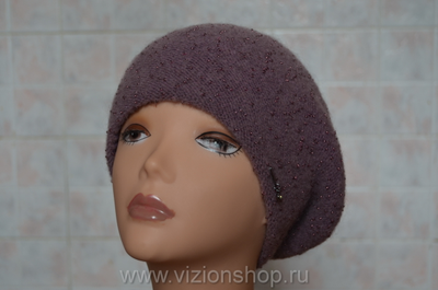 итальянский берет Визио сиреневый с бисером