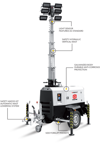 Мобильная мачта освещения TRIME X-Rent 6x320W LED - 9M светодиодная