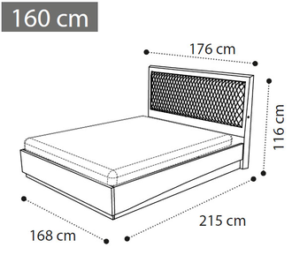 Кровать "rombi" с подъёмным механизмом 160х200 см (Nabuk 12)