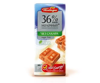 Шоколад "Молочный Со Стевией" 36% "Победа" 50г