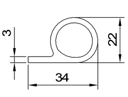 Р-образный уплотнитель D22L34