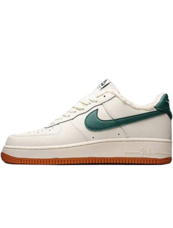 Nike Air Force 1 Low White/Green/Brown с мехом