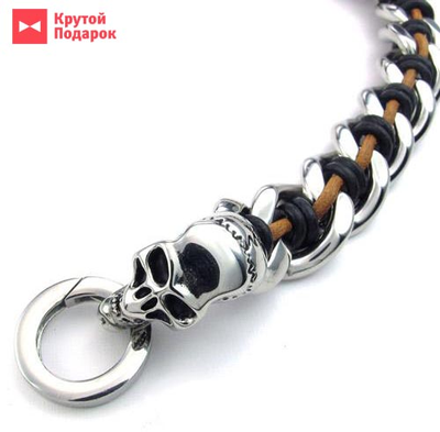 плетеный браслет из кожи