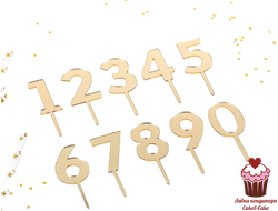 Набор топперов Цифры 10 шт, золото, акрил