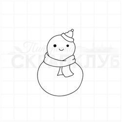 Штамп для скрапа снеговик в колпачке и шарфе