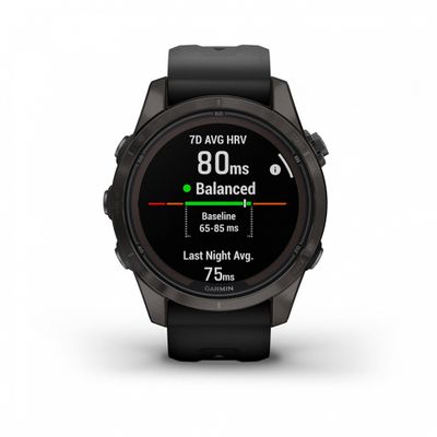 Умные часы Garmin Fenix 7S PRO Sapphire Solar титановый угольно-серый DLC с силиконовым ремешком