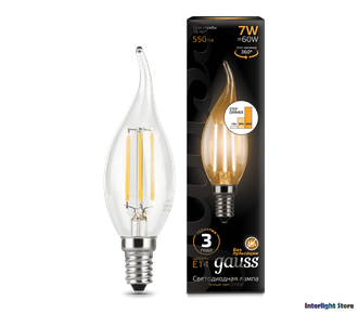 Gauss LED Filament Candle Tailed B60 Step Dimmable 7w 827/840 E14