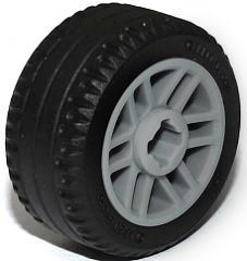 Wheel 14mm D. x 9.9mm with Center Groove, Fake Bolts and 6 Spokes with Black Tire 21 X 9.9 11208 / 11209, Light Bluish Gray (11208c01)