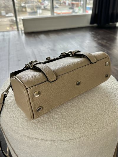 Женская маленькая сумка сэтчел из натуральной кожи, цвет бежевый, Vera Pelle  Арт.024485