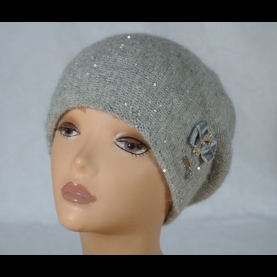 Серый итальянский берет с пайетками Vizio 6735