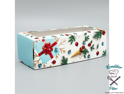 Коробка для кондитерских изделий с окном «Новогодняя», 26 х 10 х 8 см