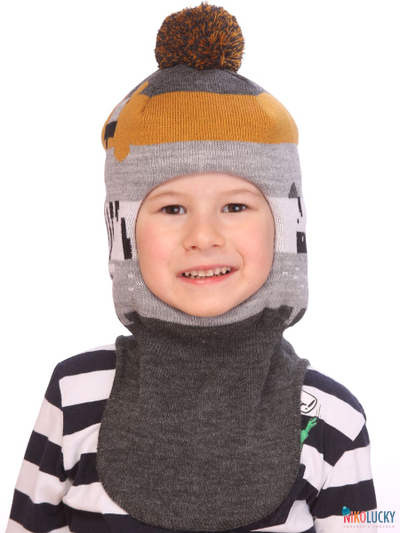 Шапка-шлем  21101-06, цвет серый,горчичный р. 52-54