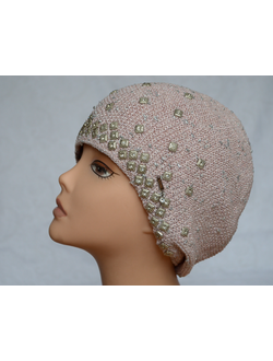 Розовый женский вязаный берет летний Vizio Италия 6639 фото