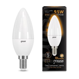 Лампа светодиодная Gauss LED Свеча E14 9.5Вт 890Лм 3000К (103101110)