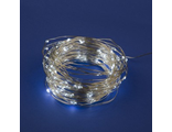 Гирлянда-нить Роса 100LED белый 10м (бат 3АА*3шт) медн.провод