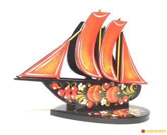 Салфетница Кораблик 115*145 с росписью Хохлома