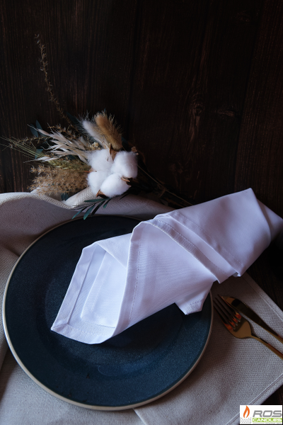 Текстильная салфетка для ресторана 45*45см, белая, евроуголок, без рисунка - 50шт