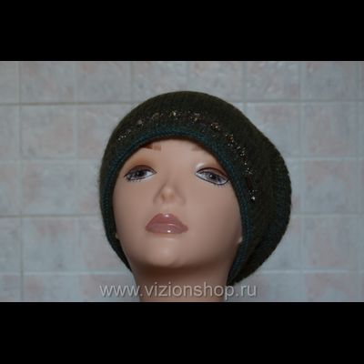 Зеленая шапка женская  Vizio Италия 5872 чулок зима 2018