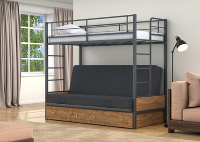 Двухъярусная кровать-диван Дакар 1 Серый (вставки дуб крафт табак) фото 4