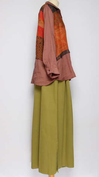 Рубашка Бохо "КРАПИВА КОМБИНИРОВАННАЯ" чайная роза р.44-52