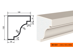 Фасадный карниз из пенополистирола с покрытием LEPNINAPLAST (Лепнинапласт) КВ-132/1