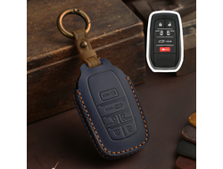 Синий чехол для ключа Toyota Sienna на 6 кнопок, выпускаемых с 2020 года выпуска. Натуральная кожа