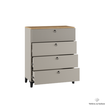 Ника Комод 4Я, ПВШ 800*916*410 (мдф бежевый мат-05 / лдсп кашемир + дуб делано)