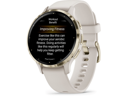 Garmin Venu 3S Soft Gold Stainless Steel Bezel with Ivory Case and Silicone Band (010-02785-04 / 010-02785-54)