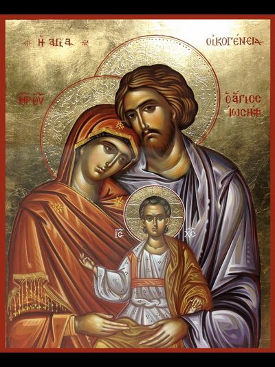 Святое семейство. Рукописная православная икона.