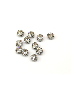 Стразы стеклянные пришивные в цапах,  SS18 цвет серебро