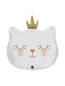 Шар (21''/53 см) Фигура, Котенок Принцесса, Белый