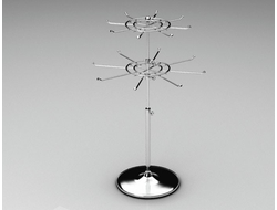 ST020 Стойка настольная 2-х ярусная под брелоки, бижутерию, перчатки, носки, заколки. цвет: хром