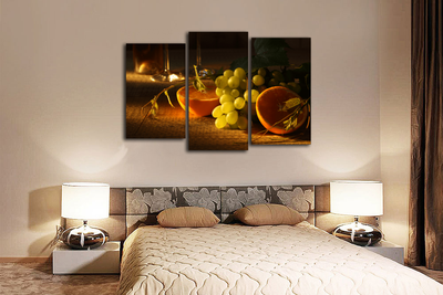 Модульная картина "Виноград с апельсином"