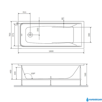 Акриловая ванна AM.PM Gem 160х70