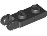 Hinge Plate 1 x 2 Locking with 2 Fingers on End and 9 Teeth with Bottom Groove, Black (44302a / 4183060)