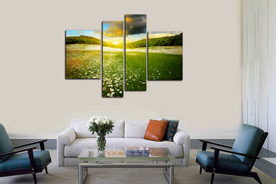 Модульная картина "Ромашки на солнце"