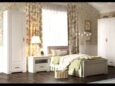 Тумба прикроватная "Прованс" спальня 602х410х510 Бодега белая / Патина премиум