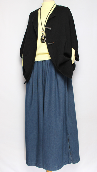 Жилет кимоно на пуговицах "ЧЕРЕПАХА" серый, черный до р.56