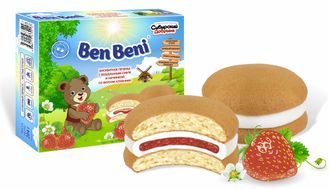 Печенье бисквитное, прослоенное суфле и начинкой со вкусом клубники «Ben Beni»