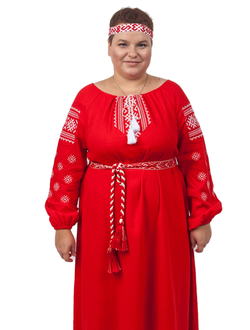 Славянское платье с вышивкой  "Репейник счастья".