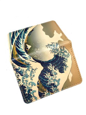 Обложка на автодокументы с принтом "Большая волна в Канагаве"